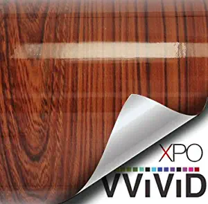 VViViD High Gloss Red Cedar Striped Wood Grain Faux Finish Textured Vinyl Wrap Roll Sheet Film for Home Office Furniture DIY No Mess Easy to Install Air-Release Adhesive (1ft x 48 Inch)
