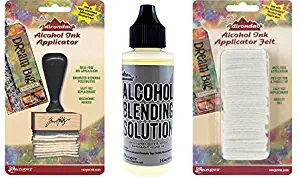 Ranger Adirondack Alcohol Ink Applicator, Stamp Handle, 50 Replacement Felts and Alcohol Blending Solution