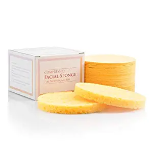 BEAUTY Compressed Facial Sponges for Facial Cleansing, 100% Natural Cosmetic Spa Sponges for Facial Cleansing, Exfoliating Mask, Makeup Removal (50 count)