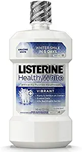 Listerine Healthy White Vibrant Clean Mint Anticavity Mouthrinse, 32 Fluid Ounce - 6 per case.