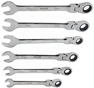 FEITA Ratcheting Wrench Set - Combination Wrench Set - Chrome - Metric - 6 Pieces (14-19mm)