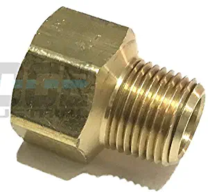 EDGE INDUSTRIAL Brass Pipe Adapter 1/2" FNPT x 3/8" MNPT Fuel/AIR/Water/Oil/Gas WOG (Qty 01)