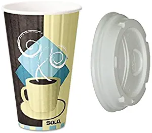 Solo Cup Company Duo Shield Hot Insulated 12 oz Paper Cups, BeigeSold as 40 Cups + Lids