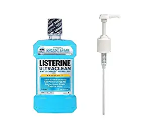 Listerine Bundle, Ultra Clean Antiseptic Mouthwash Artic Mint 1.5 Liter and Listerine Pump for 1.5 or 1 Liter Bottles