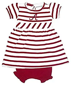 Two Feet Ahead Alabama Crimson Tide Infant Embroidered Striped Dress and Diaper Cover