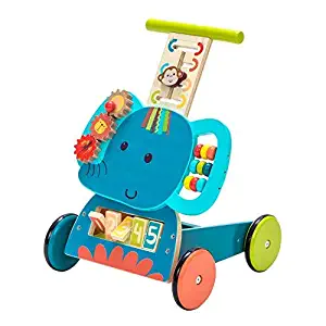 labebe - Baby Walker, Push Toy for 1-3 Years Old Girl/Boy, Toddler Learning Walker, 4 Wheel Activity Walker, Wooden Walker Wagon, Infant Walker Toy, Kid Push Walker Toy for Walking - Blue Elephant