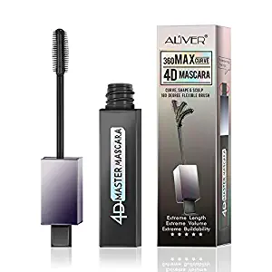 4D Silk Fiber Lash Mascara 360 Max Curve - Waterproof, Luxuriously Longer, Thicker, Voluminous Eyelashes, Long-Lasting, Dramatic Extension, Smudge-proof, Hypoallergenic Formula