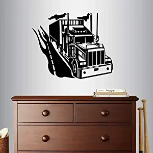 Wall Vinyl Decal Home Decor Art Sticker Semi Truck Car Auto Truck Drivery Boy Man Nursery Bedroom Living Room Removable Stylish Mural Unique Design 85