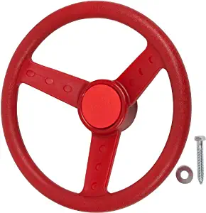 Swing Set Stuff Children's Steering Wheel with SSS Logo Sticker, Red