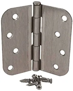 (Pack of 6) 4 Inch Satin Nickel Door Hinges with 5/8" Radius Corners