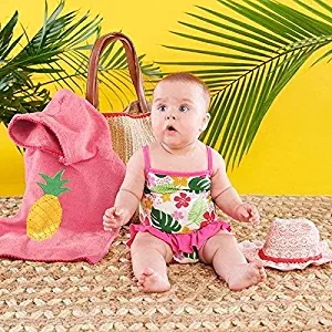 Baby Aspen Tropical Four Piece Gift Set with Raffia Tote for Mom, Girl
