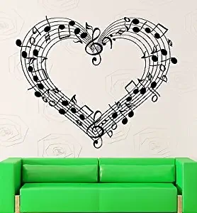 V-studios Wall Decal Sheet Music Love Coolest Room Decor Vinyl Stickers Art Mural VS2583