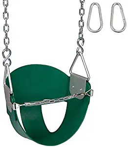 Swing Set Stuff Highback Half Bucket Seat (Green) with Chains and Hooks and SSS Logo Sticker