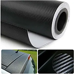 DIYAH 3D Black Carbon Fiber Film Twill Weave Vinyl Sheet Roll Wrap DIY Decals (12" X 60" / 1FT X 5FT)