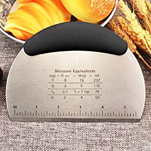 1 pcs Dough Pastry Scraper Chopper/Stainless Steel Dough Scraper Cutter with Ergonomic Rubber Non-Slip Grip/Dough Scraper Cutter/Pro Pastry Pizza Cutter Chopper (Black)