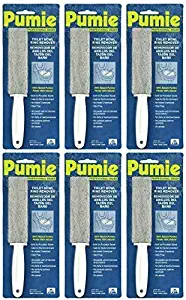 Pumie Toilet Bowl Ring Remover, TBR6, Pumice Stone with Handle, Removes Unsightly Toilet Rings and Stains from Toilets; Sinks; Tubs; Showers, Safe for Porcelain, Pack of 6