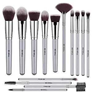 BS-MALL 13 PCS Makeup Brush Set Premium Synthetic Silver Foundation Blending Blush Face Powder Brush Makeup Brush Kit