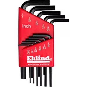 EKLIND 10111 Hex-L Key allen wrench - 11pc set SAE Inch Sizes .050-1/4 Short series