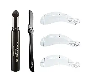 BLACK MONSTER Eyebrow Kit - Blackbrow Brush, Razor, 3 Types of Shaping Stencils Set