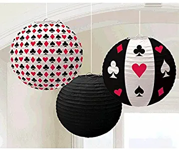 Casino Round Printed Paper Party Lanterns, 9.5