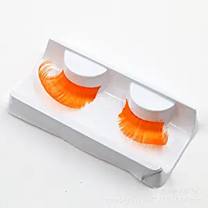 AnHua New Sexy Fun Ladies Styles Handmade Reusable Long Thick Fancy Party Feather False Eyelashes Makeup Eye Lashes (Orange)