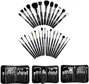 MSQ Makeup Brushes 29pcs Pro Makeup Brush Set with Makeup Bag/Case, Soft Natural Hair, Foundation Powder Brush, Eye Brush, Lip Brush, Concealer Brush - Best for Women/Girls/Artists/Holiday gift