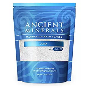 Ancient Minerals Magnesium Bath Flakes Ultra with MSM - Resealable Magnesium Supplement Bag of Zechstein Chloride with Proven Better Absorption Than Epsom Bath Salt (1.65 lb)