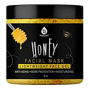 Pursonic Facial Mask Collection of Black Charcoal, Red Clay & Honey Mask, Sourced From All Over The World For A Clean And Healthy Face, 8OZ(Honey Mask)