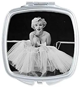 Blueairs White Gauze Skirt Marilyn Monroe Old Movie Classic Photos Sexy Picture Square Compact Makeup Pocket Mirror Portable Cute Small Hand Mirrors Gift