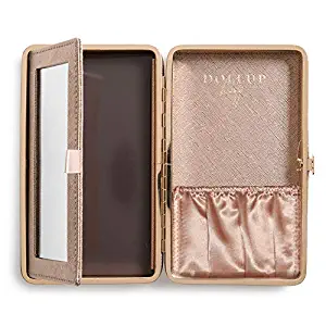 Dollup Case Makeup Organizer (Rose Gold) - Features Empty Magnetic Palette, Foldaway Vanity Mirror + Accessory Pocket. Perfect travel makeup compact.