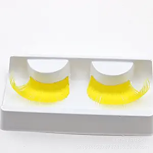 AnHua New Sexy Fun Ladies Styles Handmade Reusable Long Thick Fancy Party Feather False Eyelashes Makeup Eye Lashes (Yellow)