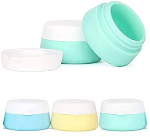 BlueSunshine Silicone Cosmetic Containers Cream Jar with Sealed Lids, 3 Pieces - Food Grade Silicone - BPA Free - Great for Travel, Home and Outdoor (30ml Cream Jars)