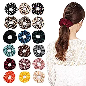 Velvet Scrunchies, Viridian Mist 18 Pcs Scrunchies for Hair, Hair Ties Hair Elastics Hair Bands Ponytail Holders Hair Scrunchies for Women Girls Hair Accessories (18pcs Premium Velvet Scrunchies)