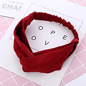 Yourlove one Cotton Women Headband Turban Solid Color Girls Knot Hairband Hair Accessories Twisted Ladies Makeup Elastic Hair Bands Headwrap Style 4 Wine red