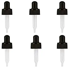 Year of Plenty Glass Eye Droppers for 5ml Essential Oil Bottles | Set of 6 | Black | Compatible with doTERRA, Young Living, Plant Therapy, Rocky Mountain, Edens Garden, Plant Guru, etc 5ml Bottles (6)