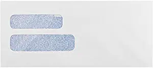 #10 Double Window Envelope (4 1/8 x 9 1/2) - 24lb. White w/Security Tint (50 Qty.) | Perfect for Sending Letters, Invoices or Statements | WS-3342-50