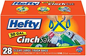 Hefty Recycling Trash Bags (Clear, Drawstring, 30 Gallon, 28 Count, Pack of 6)