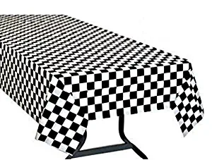 Pack of 6 Black & White Checkered Flag Table Cover Party Favor/Checkered Tablecloth/Disposable Checkered Racing Table Cover