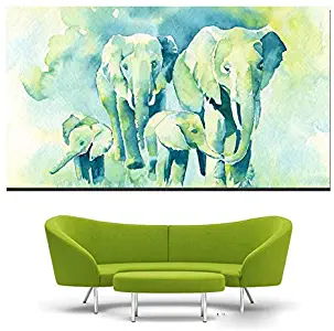 KFEKDT Abstract Elephant Family Walking Watercolor Animal Painting Wall Art Canvas Prints Home Decor Living Room Modular Painting C 50x70CM