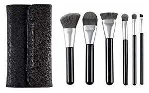 CLOTHOBEAUTY Deluxe Cosmetics Brush set, 6 Pcs Brushes with Brush Pouch,Foundation Blending Powder Blush Contour Concealers Eye Shadows Makeup Brush kits set