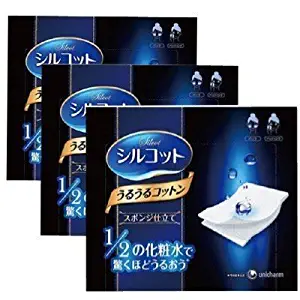 Unicharm Silcot Uruuru Sponge Facial Cotton 40 Sheets 3 Packs (3)