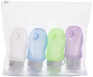 Dot&Dot Travel Bottles - 4 Piece Set of 2 oz Leak Proof Travel Containers for Travel Size Toiletries