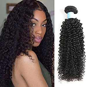 BLY 7A Mongolian Virgin Kinky Curly Human Hair Bundles Extensions 3 Bundles Unprocessed Curly Weave Natural Black Hair(20/22/24 Inch)