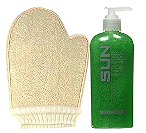 Sun Laboratories - Loofah Sponge Mitt with Exfoliant Body Gel Purifying Skin Softener - Purifying Body Cleansing Gel Skin Softener - 8 fl oz | Cleanse Your Body And Face | For Normal To Oily Skin
