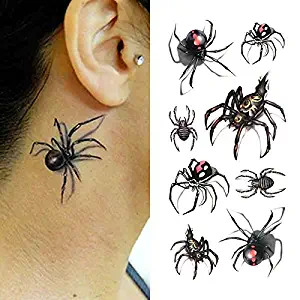 Oottati Small Cute Temporary Tattoo Spider 3D Halloween (Set of 2)