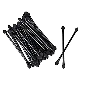 30 pcs Disposable Dual Sides Eyeshadow Sponge Brushes Makeup Applicator with Long Handle 12cm in Black