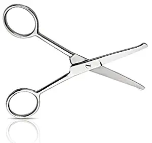Nose Hair Trimmer Scissors - 4.5" Round Tip Grooming Scissor for Ear, Eyebrow, Beard & Mustache Trimming - Multi Purpose Rounded Personal Beauty Hair Care Tool for Men, Women And Baby