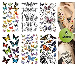 Supperb Butterfly Temporary Tattoos / 6-pack