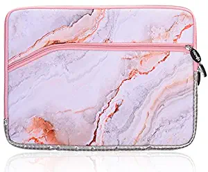 LuvCase Laptop Protective Sleeve Waterproof Case Bag with Pocket Compatible MacBook 12" A1534/ MacBook Air 11.6 inch, Surface Pro 5,4,3, Chromebook, Acer, Asus, Dell, Lenovo, HP Notebook (Pink Marble)
