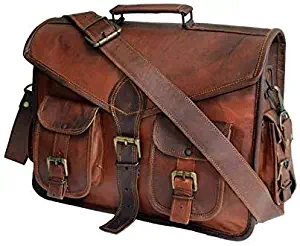 Vintage Leather Messenger Bag for Men Laptop Briefcases 18'' Satchel Handmade Bag